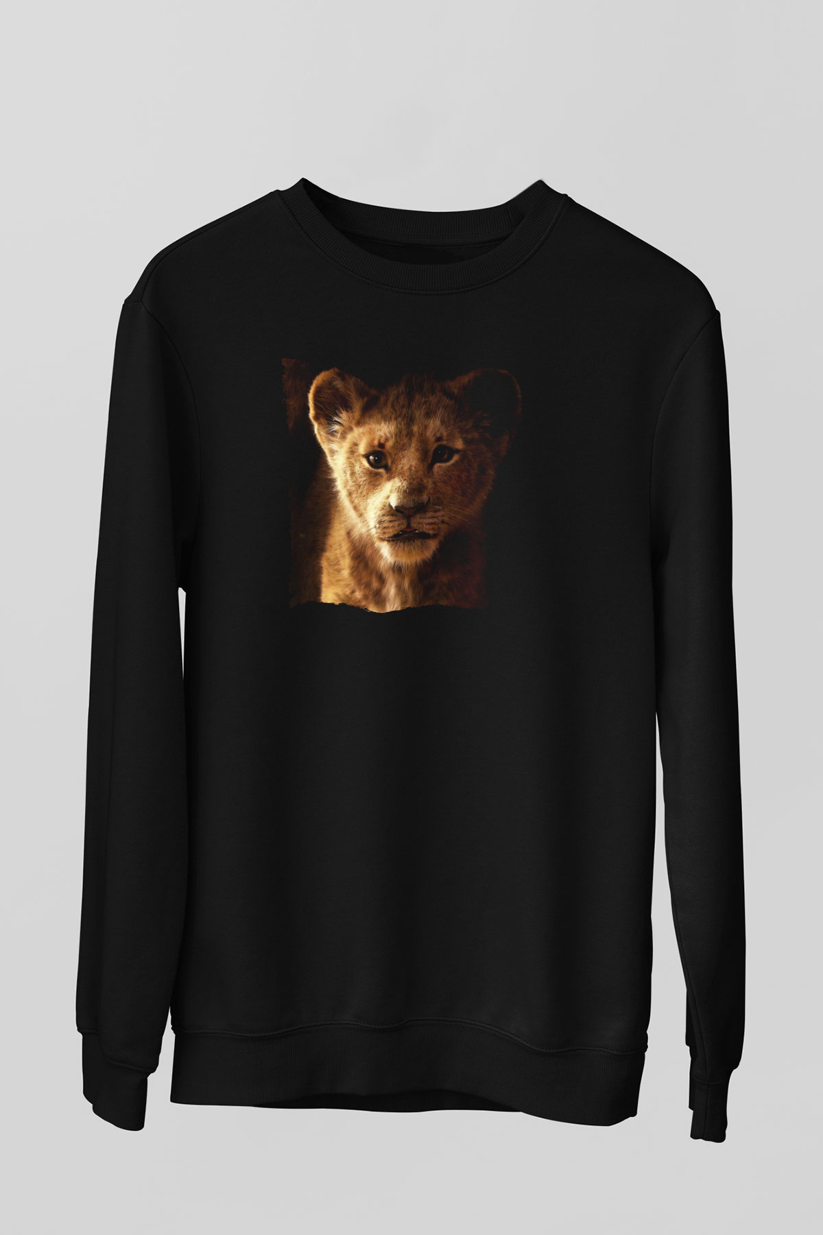 Unisex Aslan Kral (The Lion King) Baskılı Siyah Sweatshirt