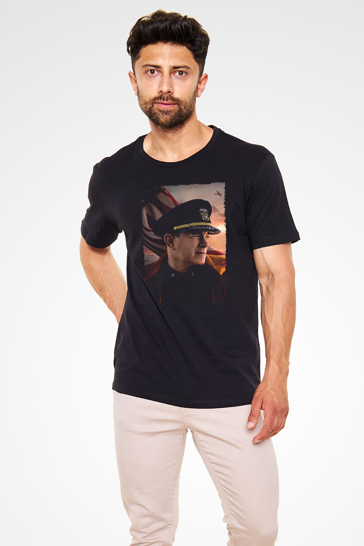 Atlantik Savaşı (Greyhound) Baskılı Siyah Tshirt