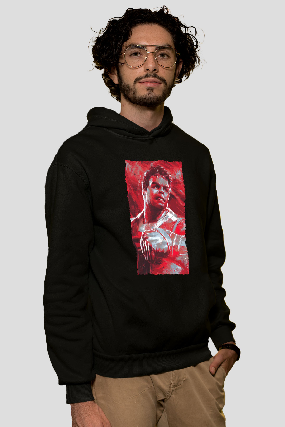 Unisex Avengers Endgame Baskılı Siyah Kapüşonlu Sweatshirt