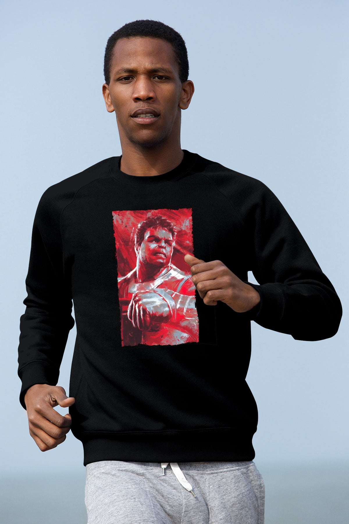 Unisex Avengers Endgame Baskılı Siyah Sweatshirt