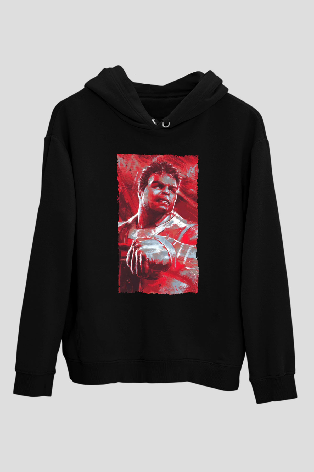 Unisex Avengers Endgame Baskılı Siyah Kapüşonlu Sweatshirt