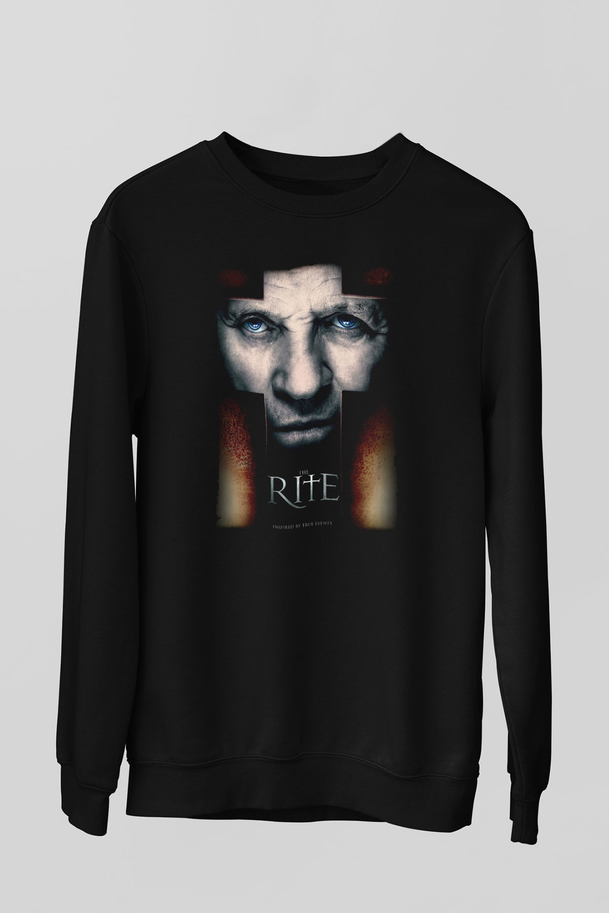 Unisex Ayin (The Rite) Baskılı Siyah Sweatshirt