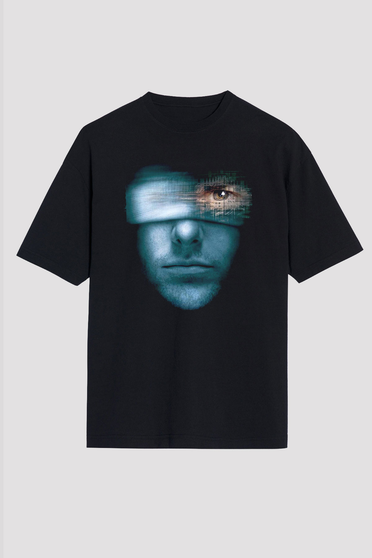 Unisex Azınlık Raporu (Minority Report) Baskılı Siyah Oversize T-shirt