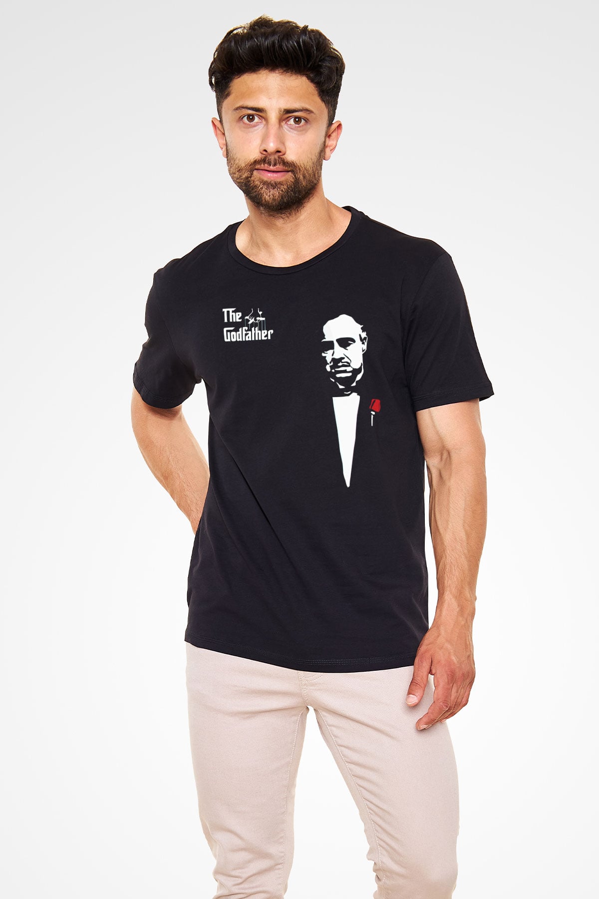 Baba (The Godfather) Baskılı Siyah Tişört