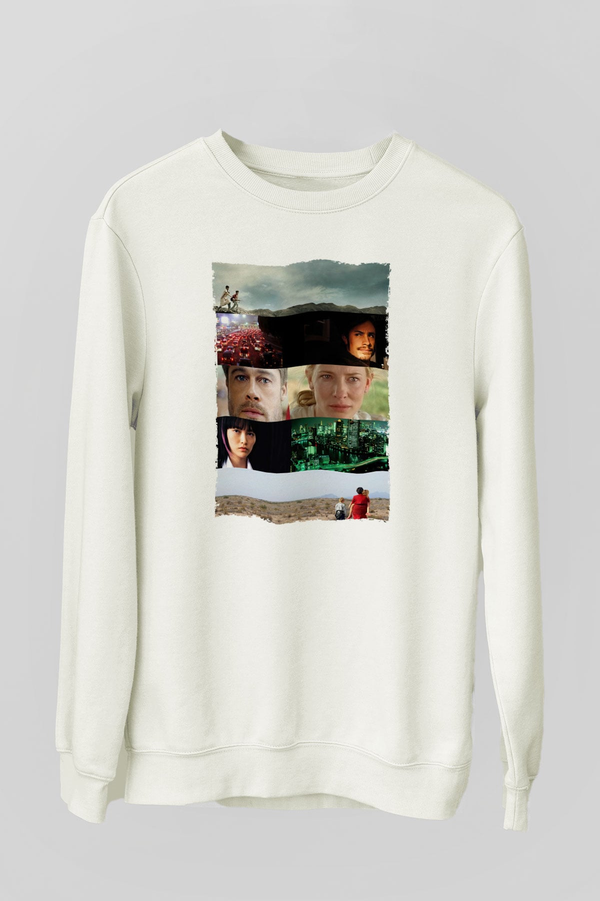 Unisex Babel - Babil Baskılı Beyaz Sweatshirt