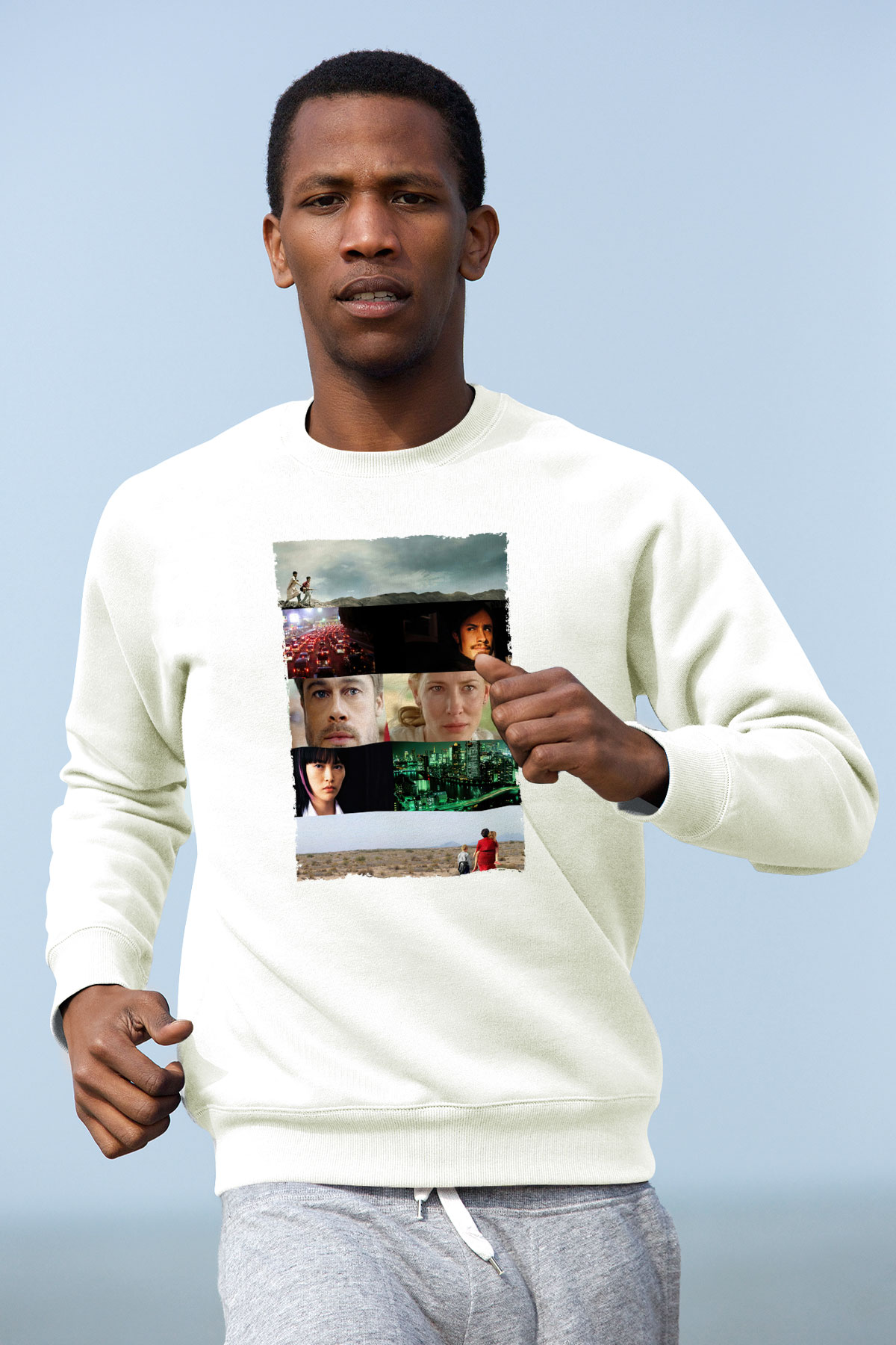 Unisex Babel - Babil Baskılı Beyaz Sweatshirt