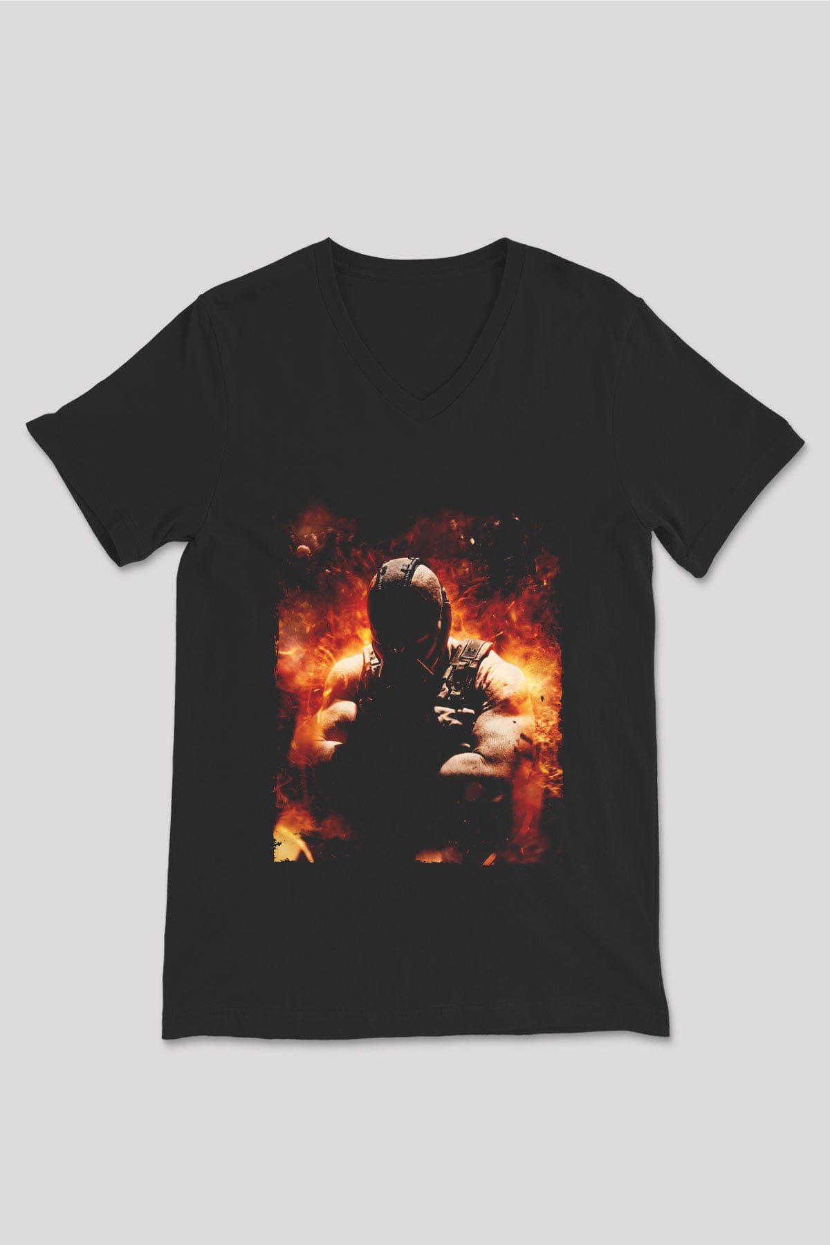 Unisex Bane Baskılı Siyah V Yaka T-shirt