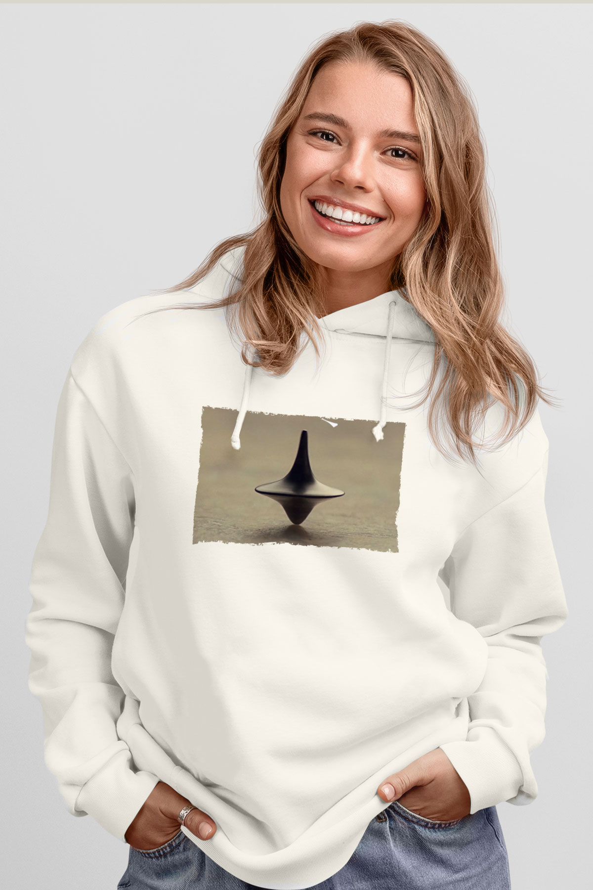 Unisex Başlangıç (Inception) Baskılı Beyaz Kapüşonlu Sweatshirt
