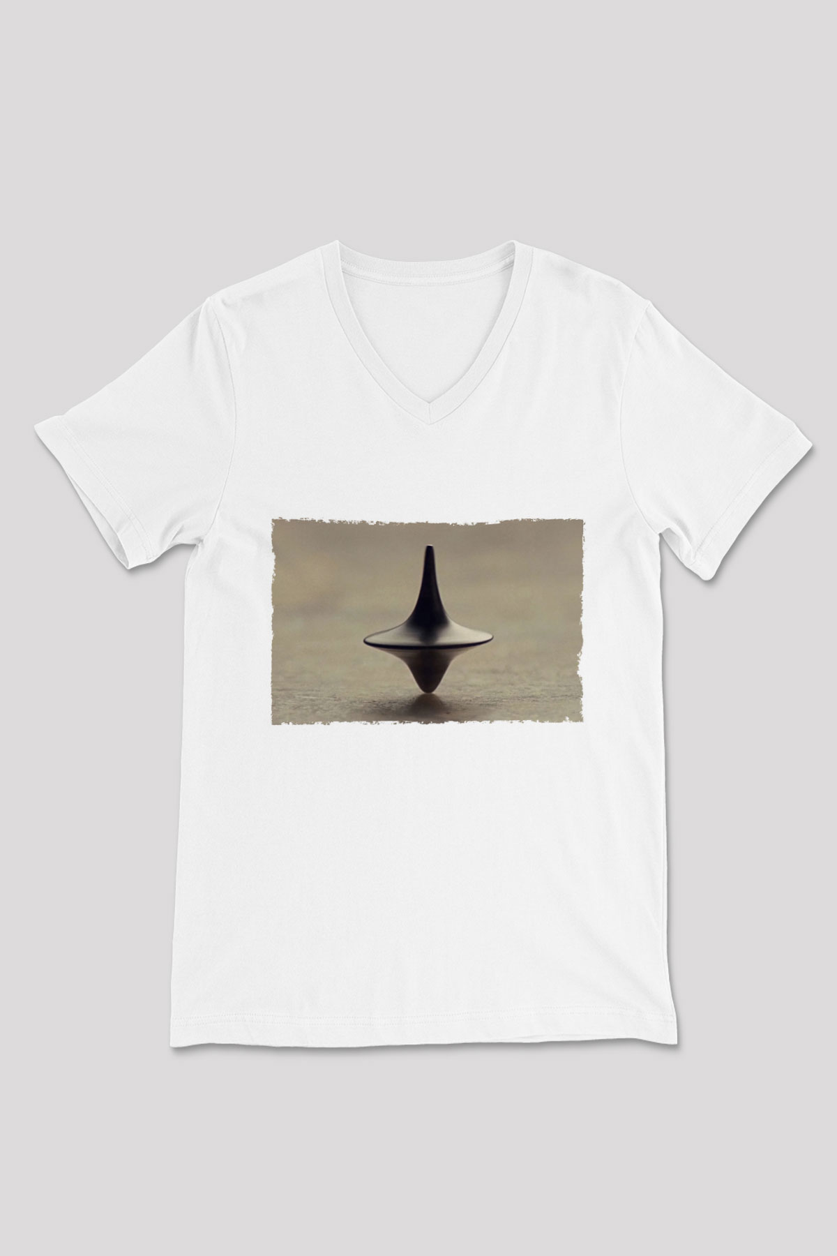 Unisex Başlangıç (Inception) Baskılı Beyaz V Yaka Tshirt