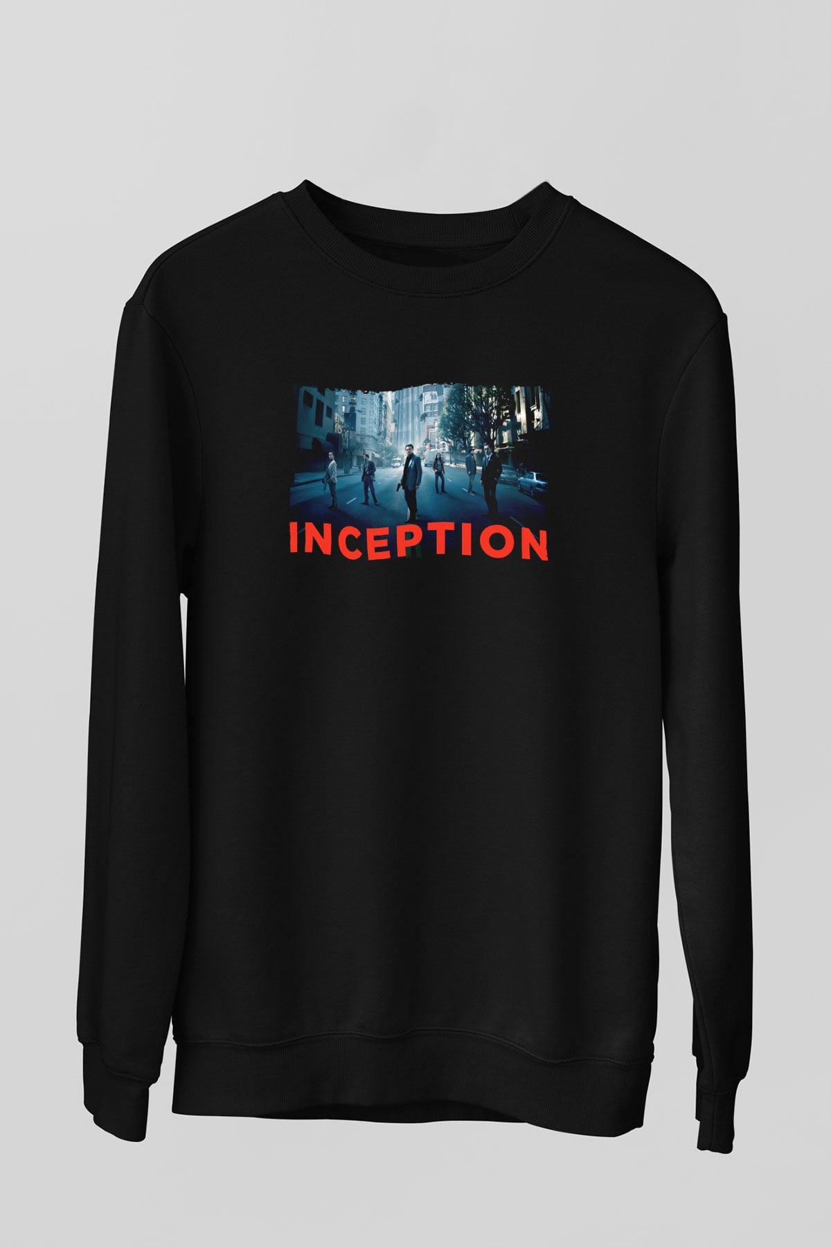 Unisex Başlangıç (Inception) Baskılı Siyah Unisex Sweatshirt