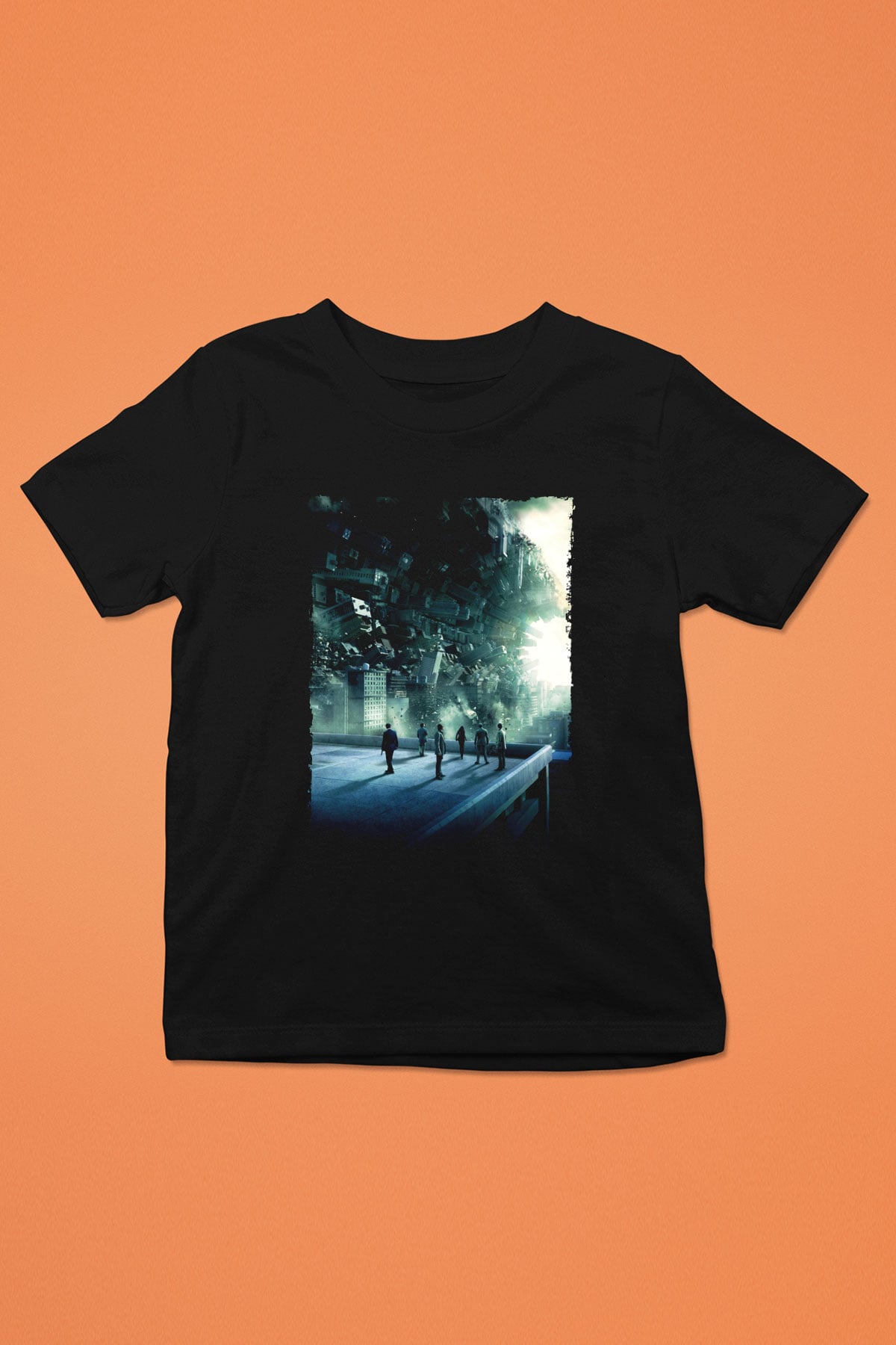 Unisex Başlangıç (Inception) Baskılı Siyah Çocuk Tshirt