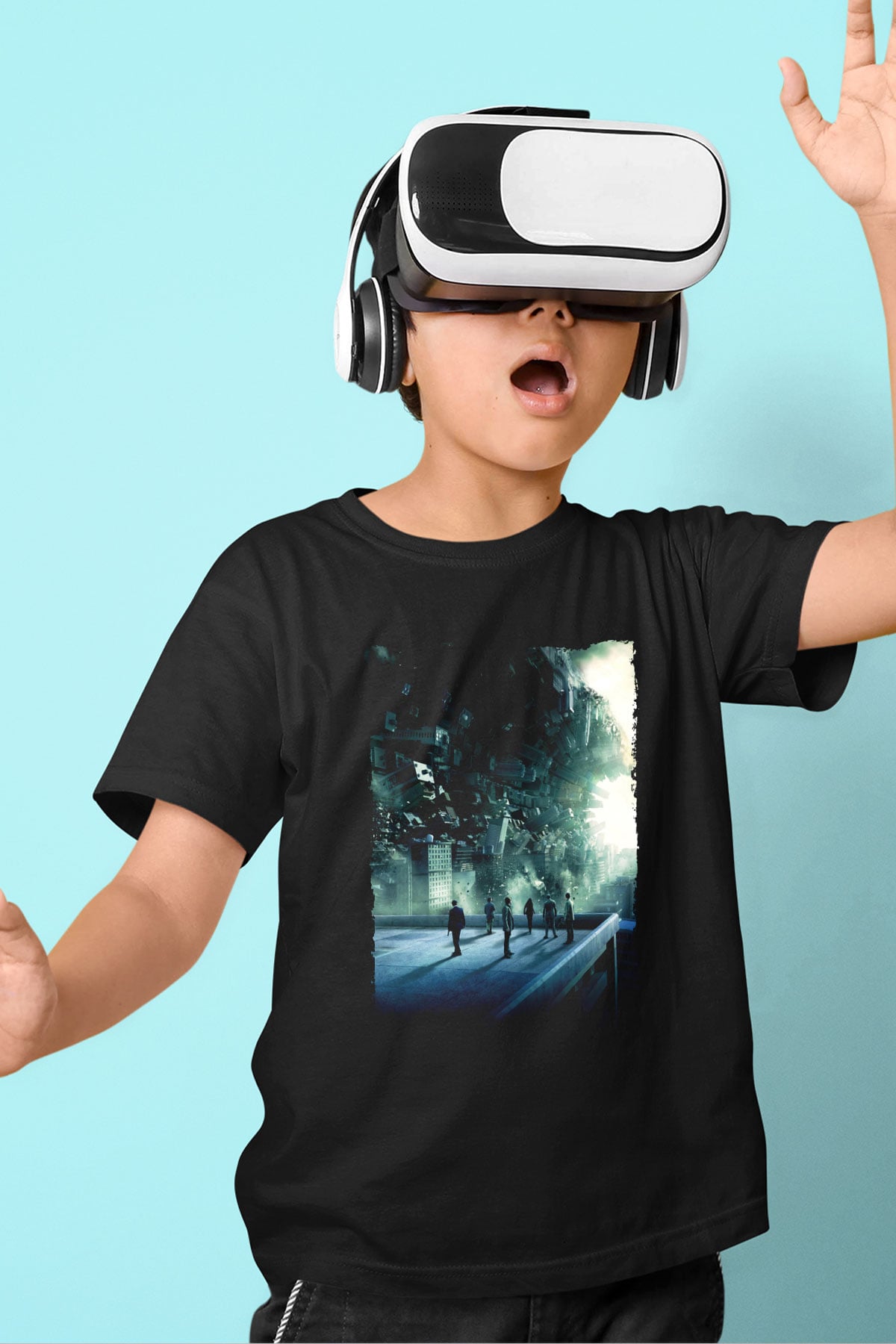 Unisex Başlangıç (Inception) Baskılı Siyah Çocuk Tshirt