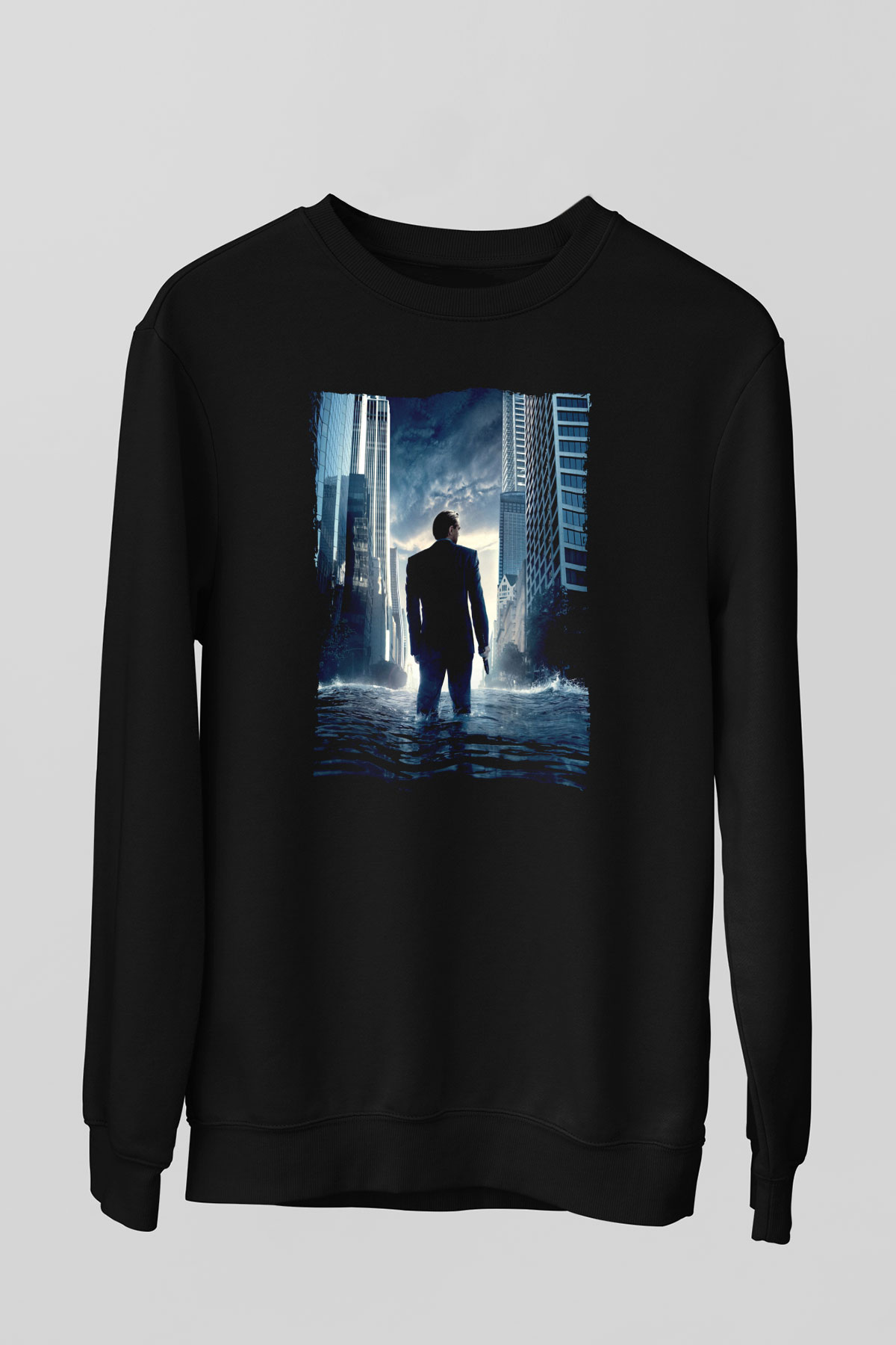 Unisex Başlangıç (Inception) Baskılı Siyah Sweatshirt