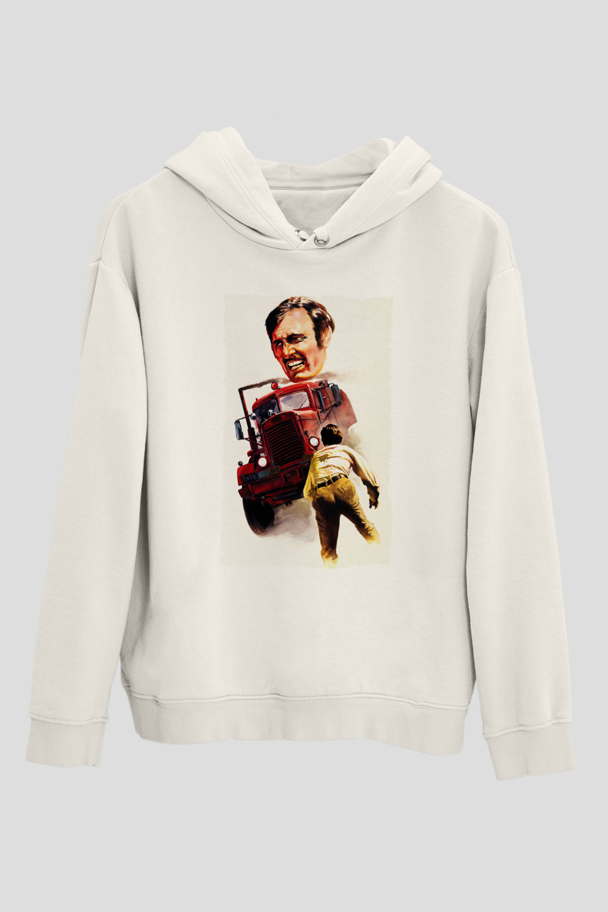 Unisex Belâ (Duel) Baskılı Beyaz Kapüşonlu Sweatshirt