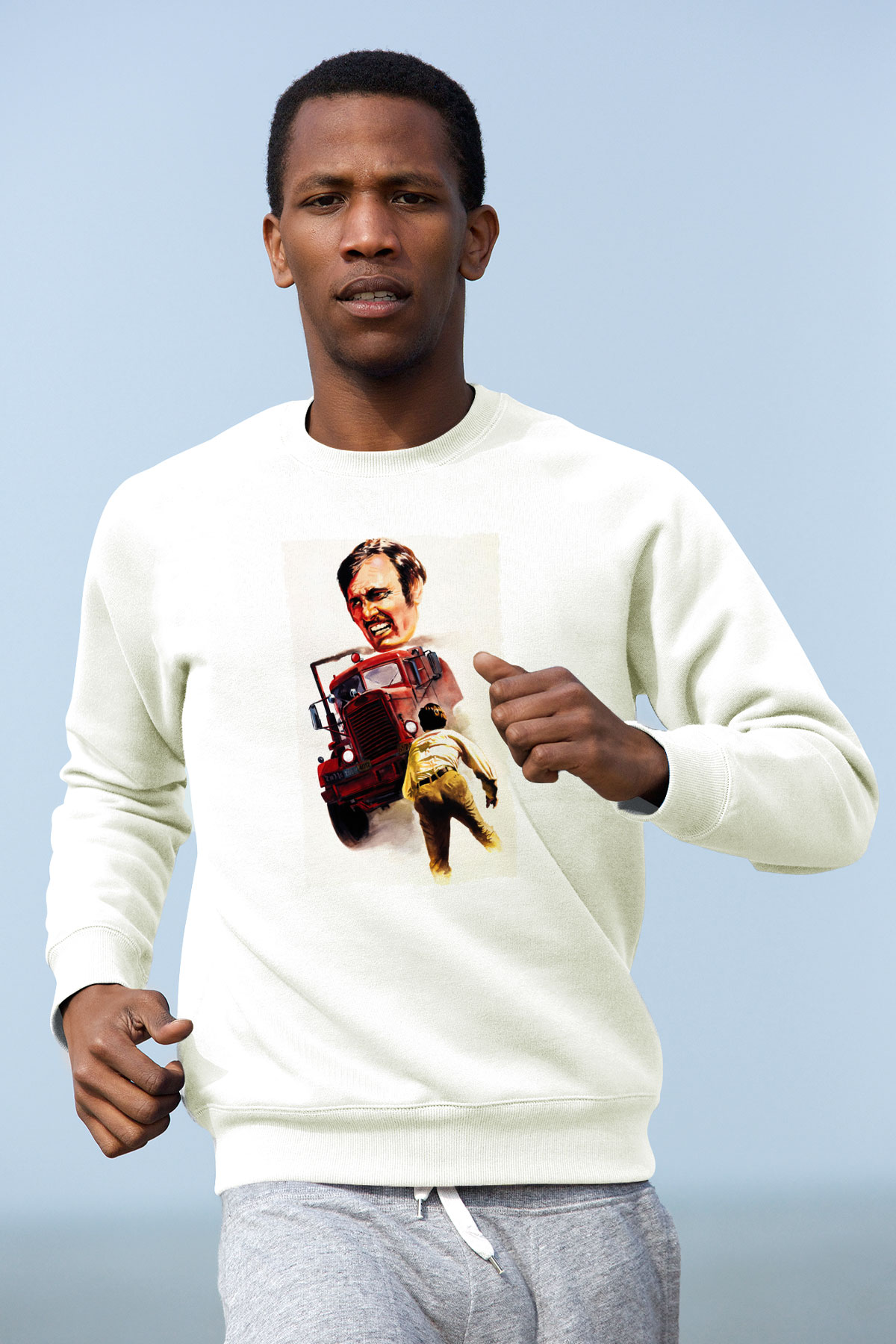 Unisex Belâ (Duel) Baskılı Beyaz Sweatshirt