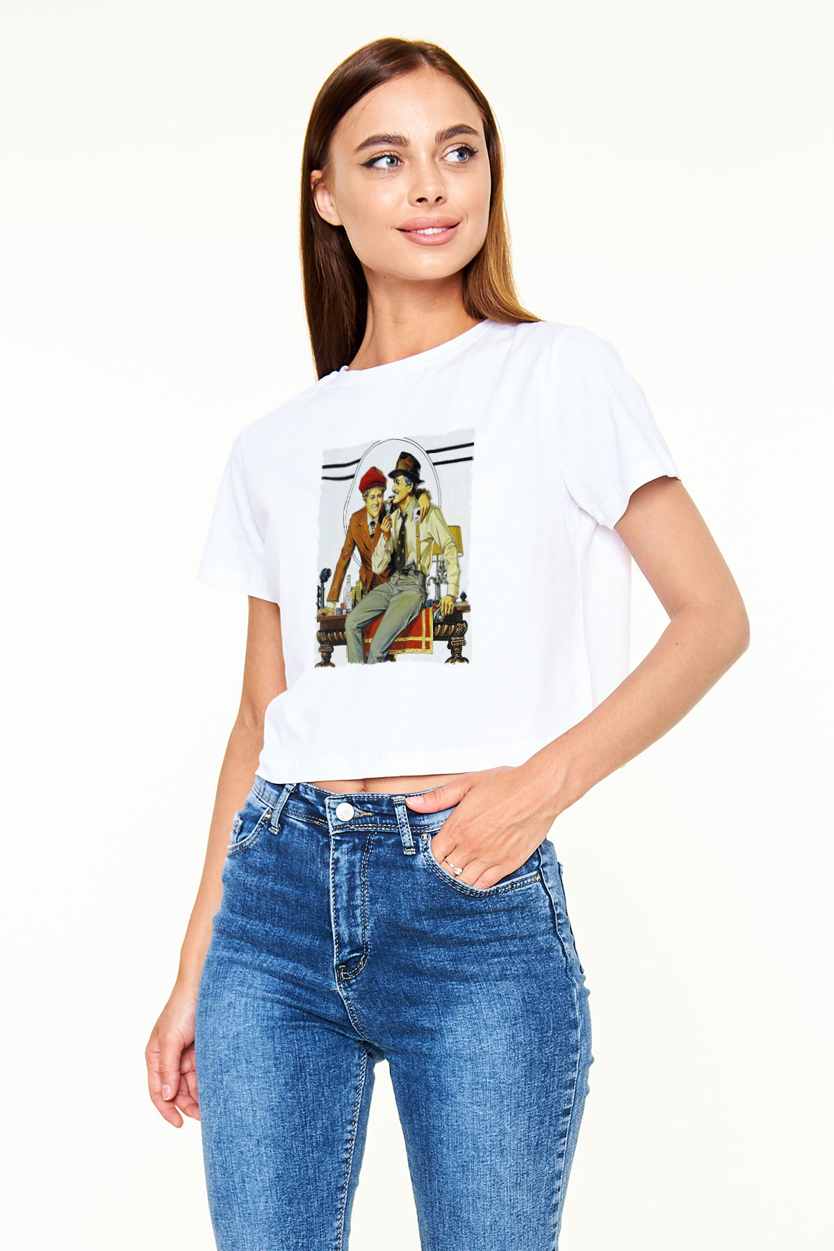 Unisex Belalılar (The Sting) Baskılı Beyaz Crop Top Tshirt