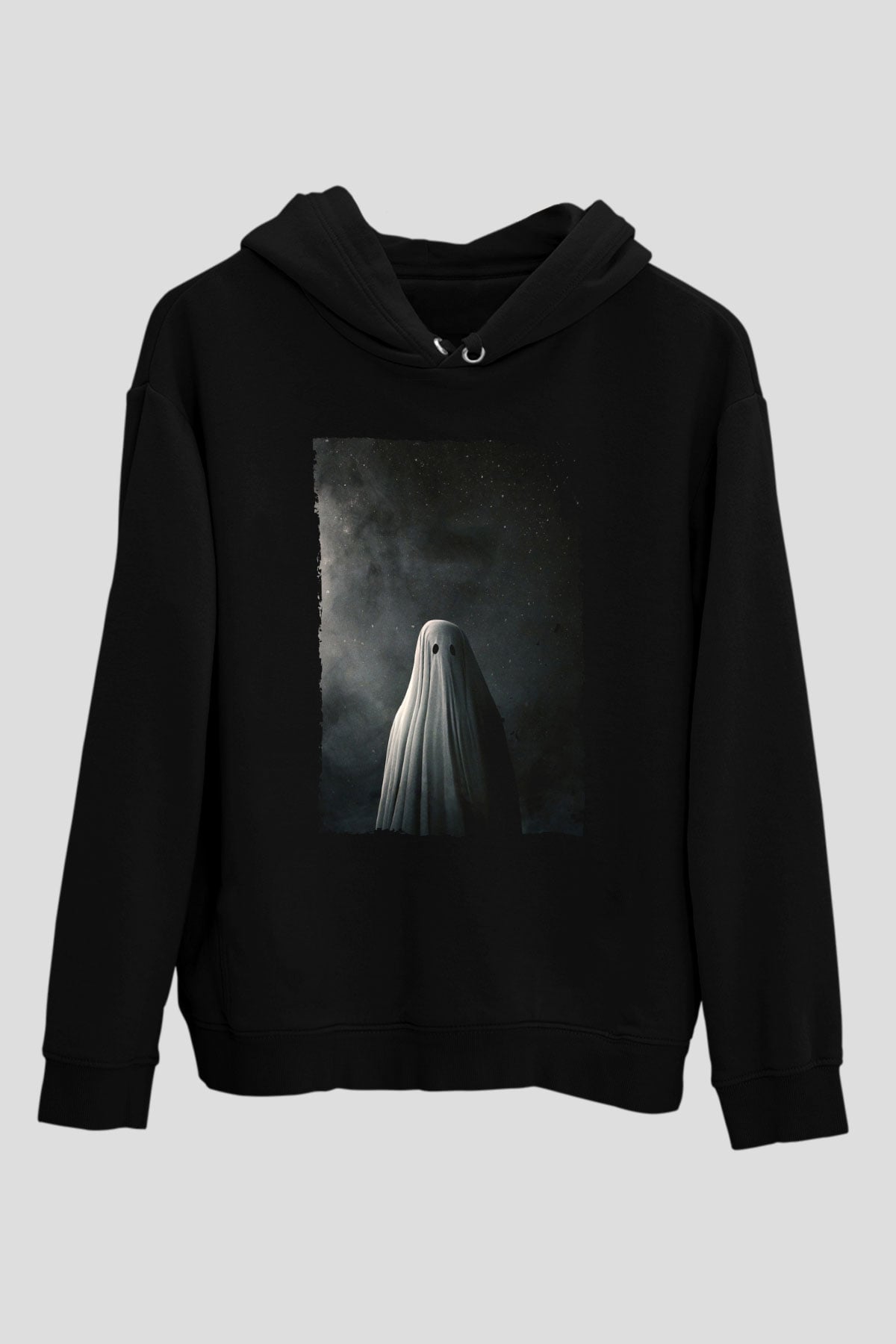 Unisex Bir Hayalet Hikâyesi (A Ghost Story) Baskılı Siyah Kapüşonlu Sweatshirt