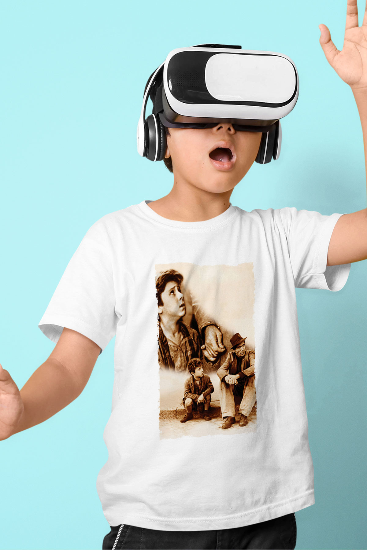 Unisex Bisiklet Hırsızları - Bicycle Thieves Baskılı Beyaz Çocuk Tshirt