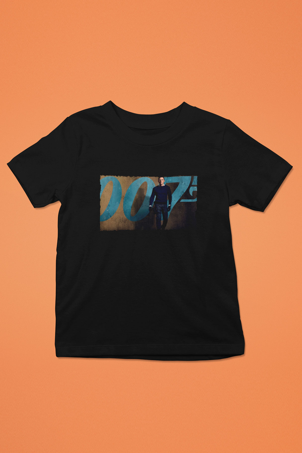 Unisex Bond 25 (No Time to Die) Baskılı Siyah Çocuk Tişört