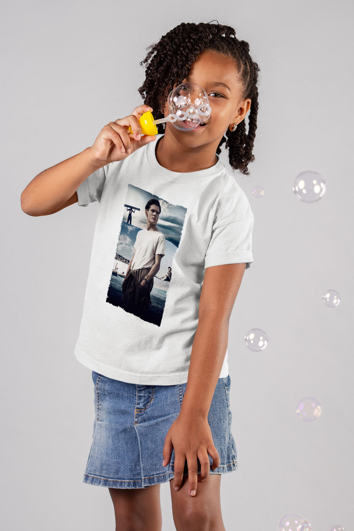 Unisex Boyun Eğmez (Unbroken) Baskılı Beyaz Çocuk Tshirt