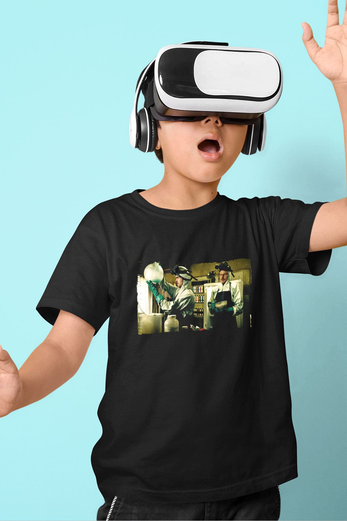 Unisex Breaking Bad Baskılı Siyah Çocuk T-shirt
