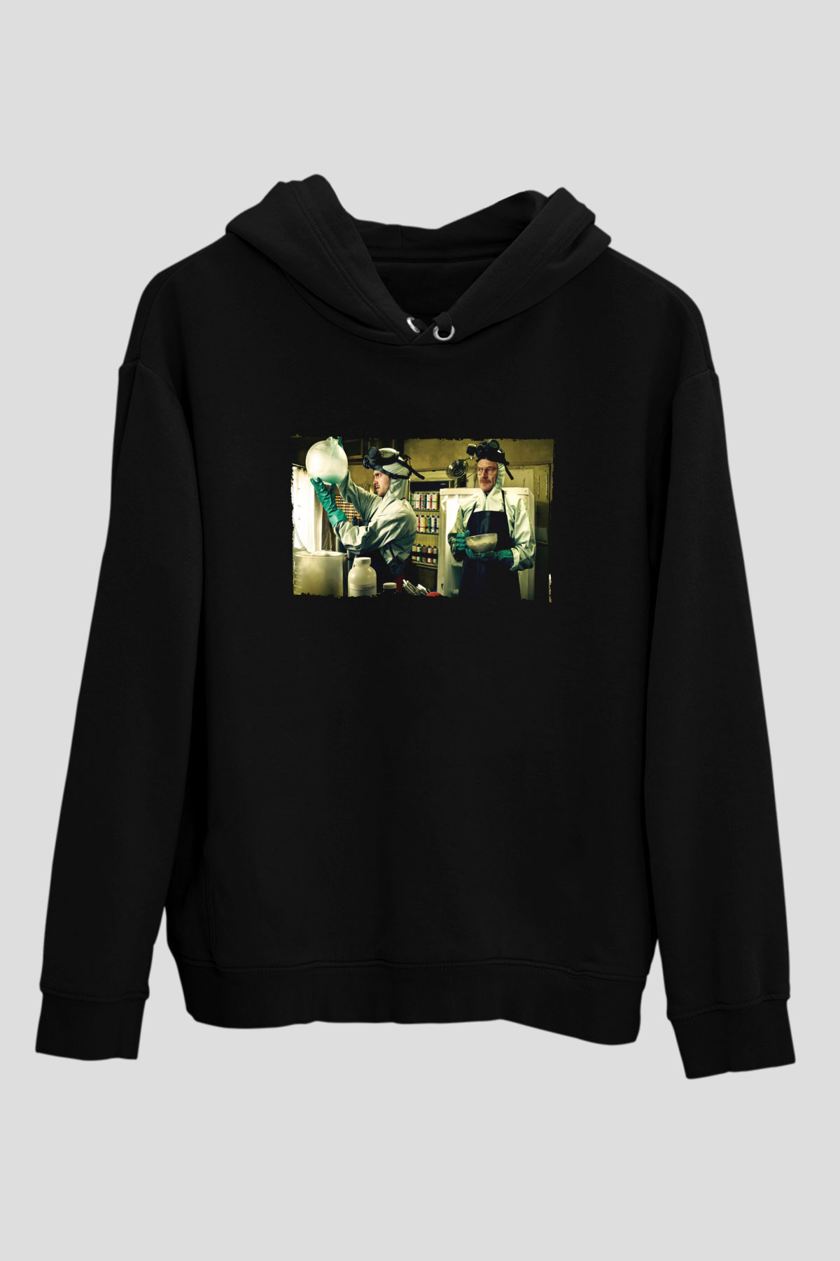 Unisex Breaking Bad Baskılı Siyah Kapüşonlu Sweatshirt