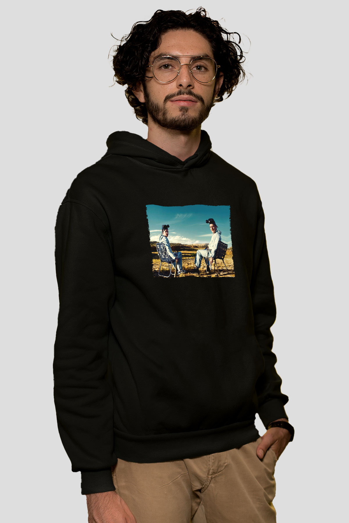 Unisex Breaking Bad Baskılı Siyah Kapüşonlu Sweatshirt