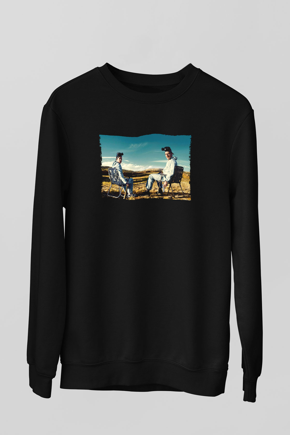 Unisex Breaking Bad Baskılı Siyah Sweatshirt