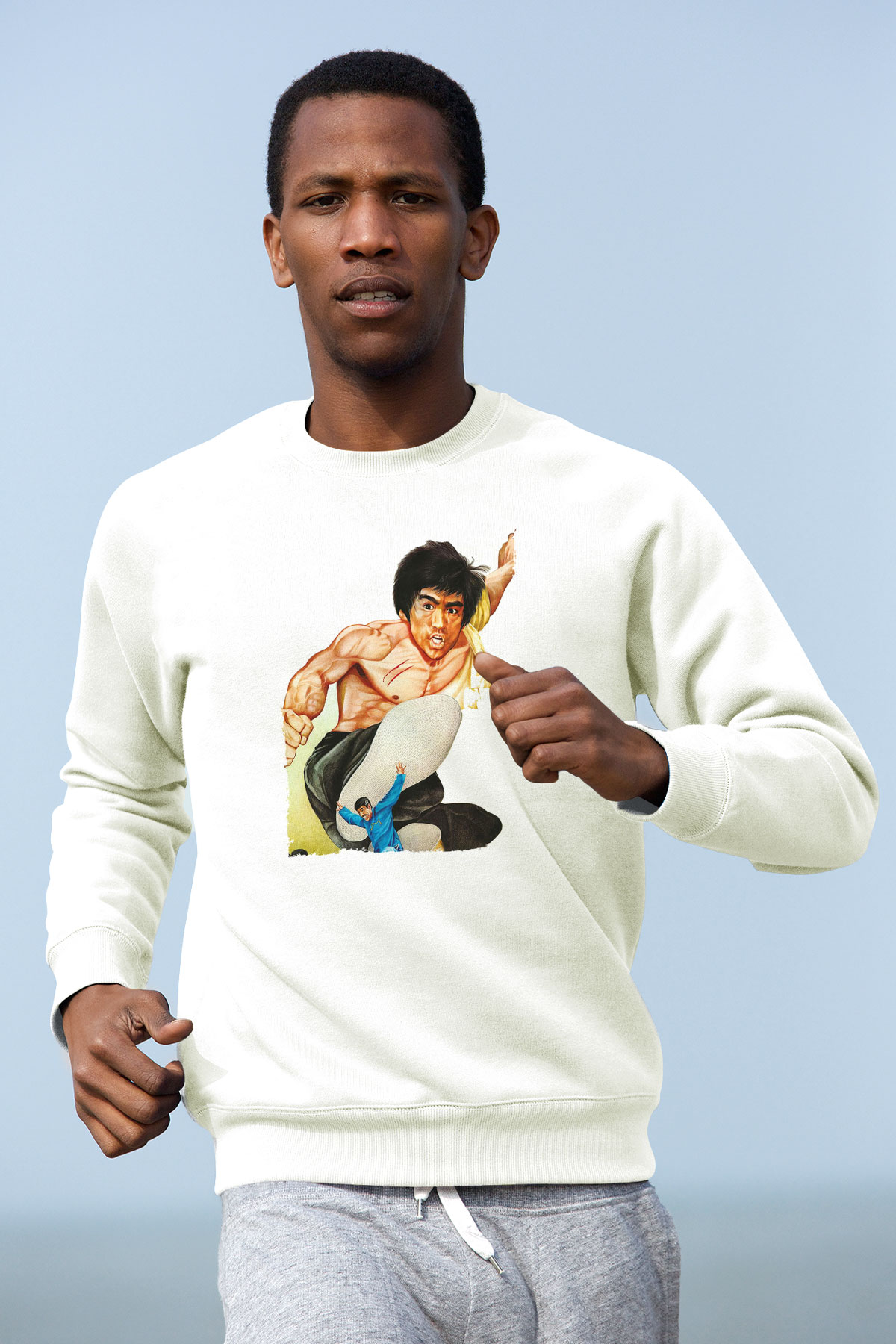 Unisex Büyük Patron (The Big Boss) Baskılı Beyaz Sweatshirt