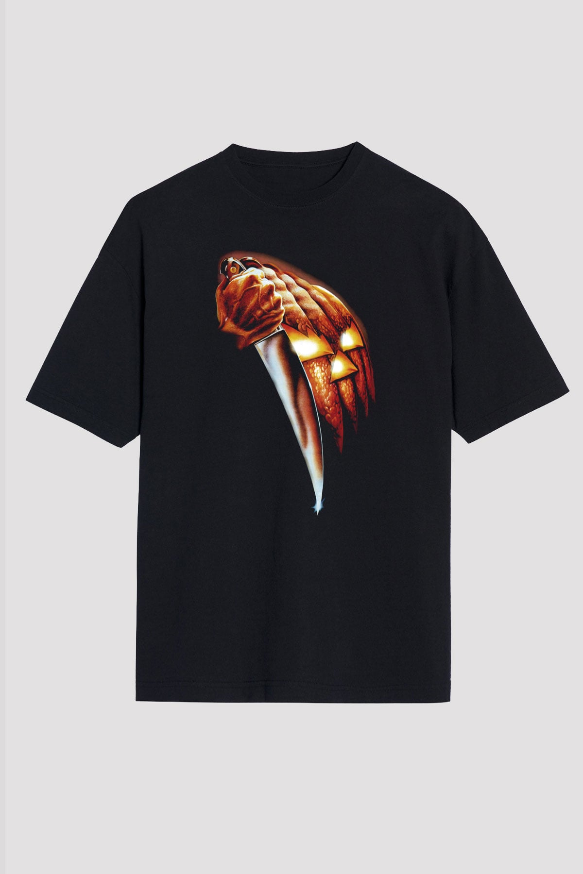 Unisex Cadılar Bayramı (Halloween) Baskılı Siyah Oversize Tshirt
