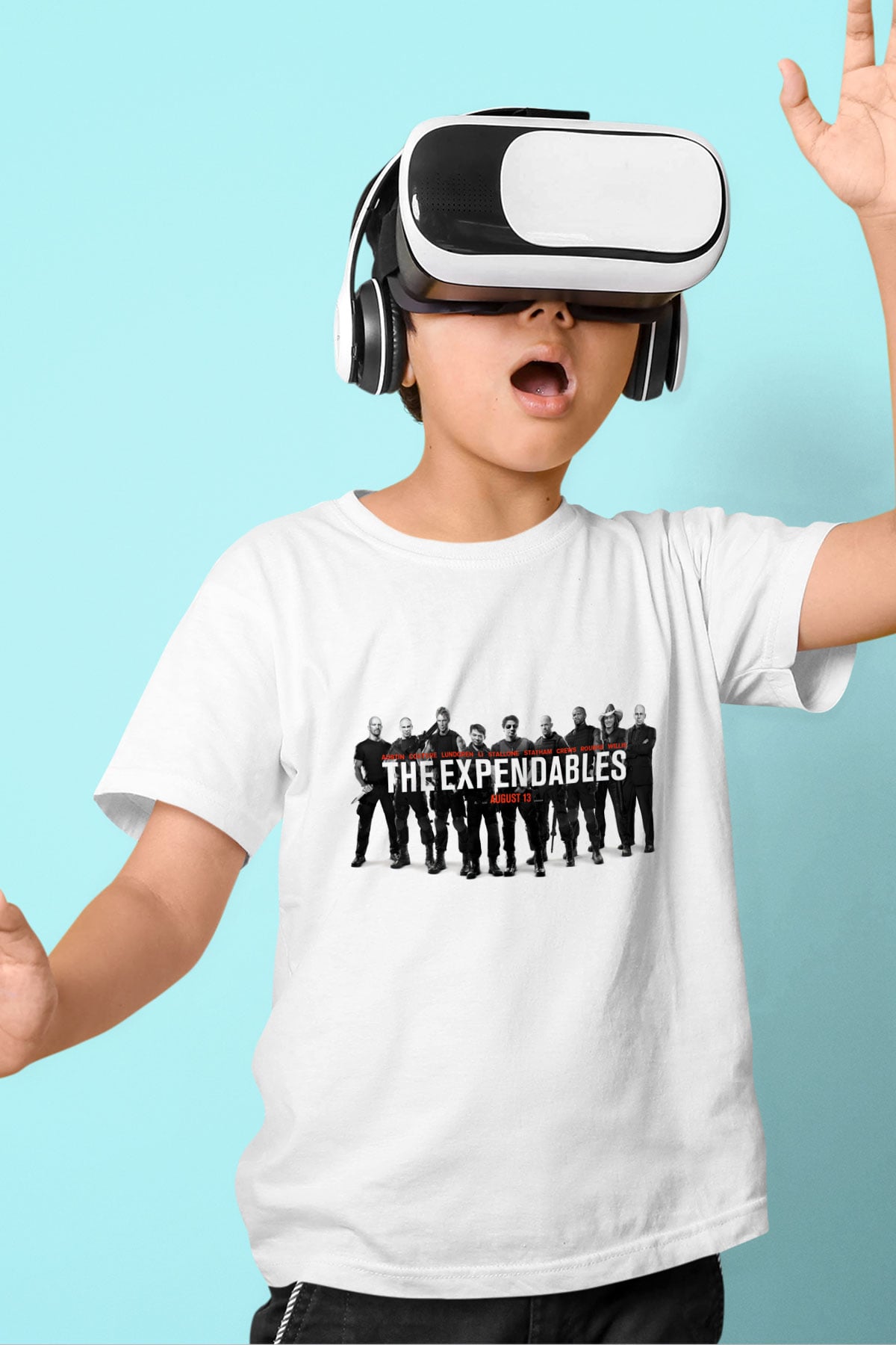 Unisex Cehennem Melekleri 2 (The Expendables 2) Baskılı Beyaz Çocuk Tshirt