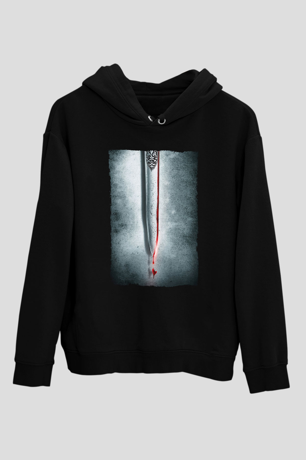 Unisex Cesur Yürek (Braveheart) Baskılı Siyah Kapüşonlu Sweatshirt