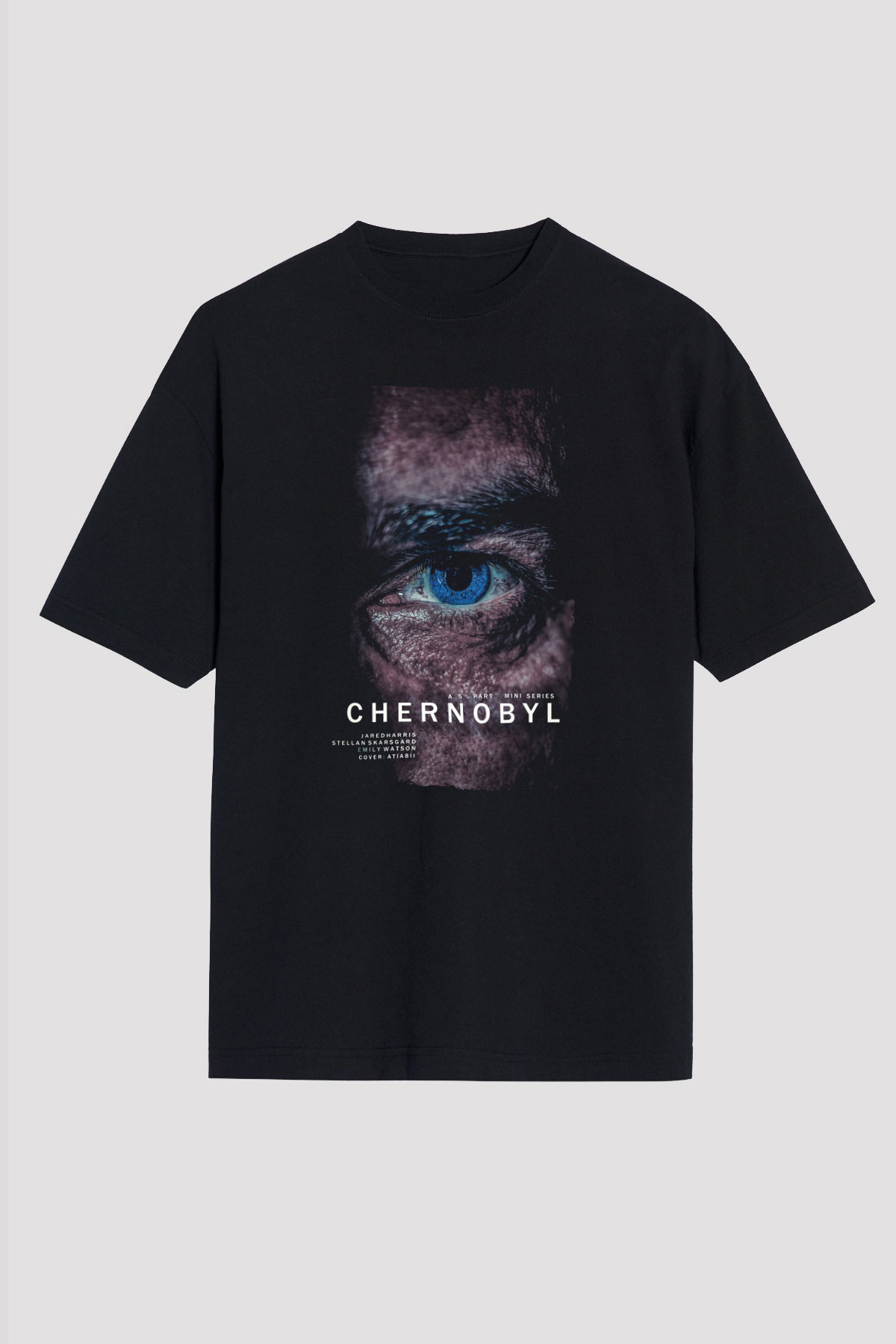 Unisex Chernobyl Baskılı Siyah Oversize Tshirt