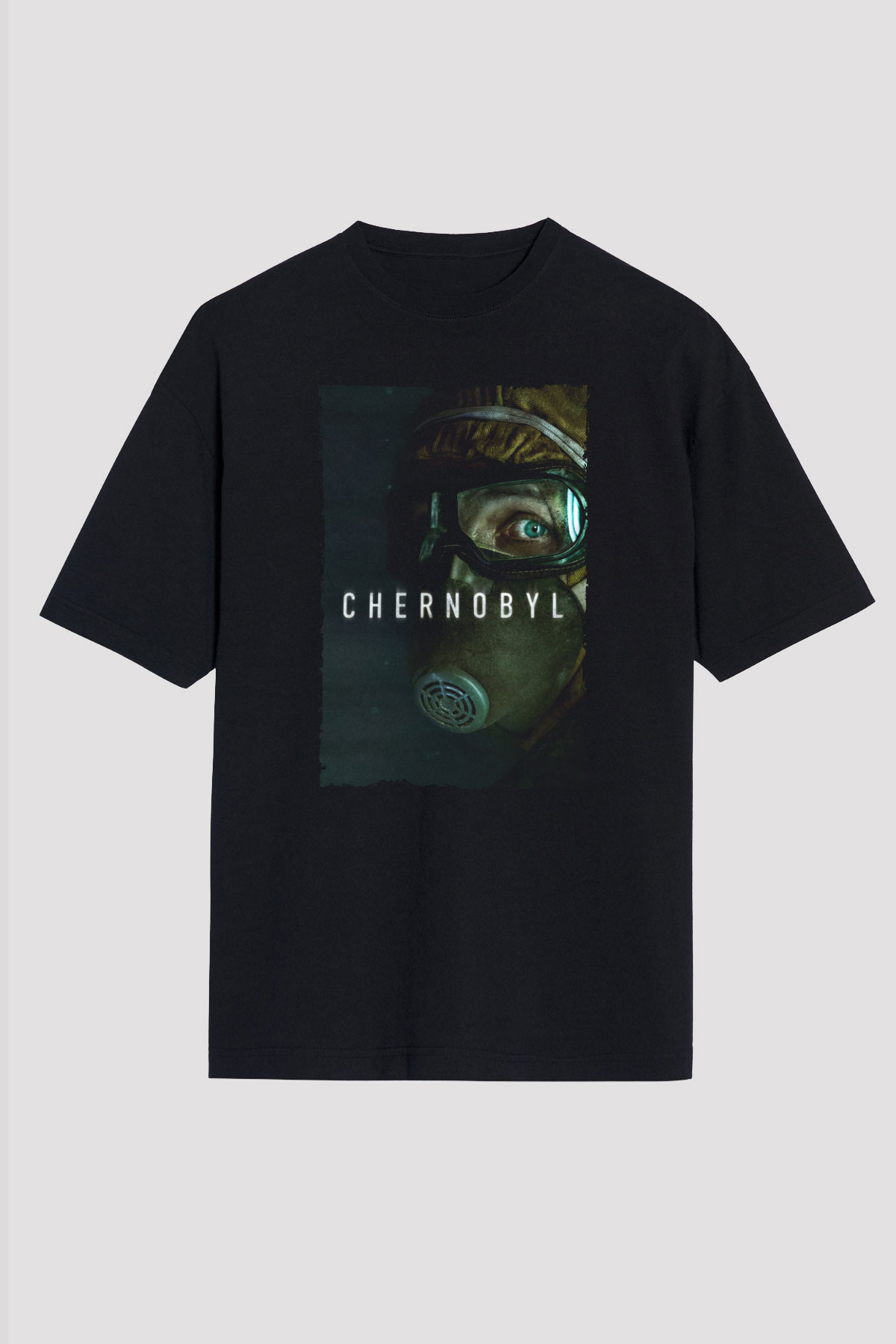 Unisex Chernobyl Baskılı Siyah Oversize Tişört