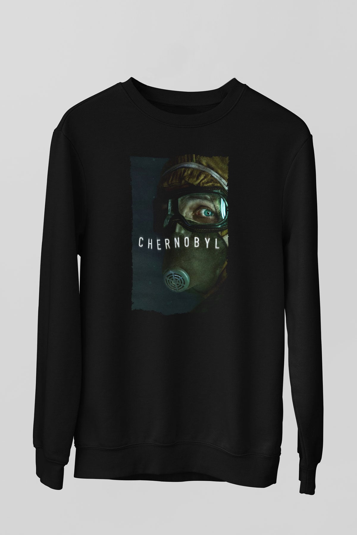 Unisex Chernobyl Baskılı Siyah Sweatshirt
