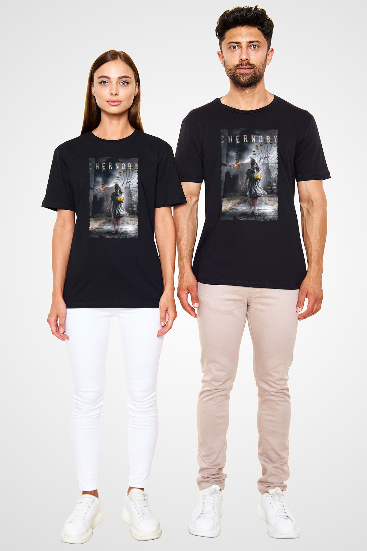 Chernobyl Baskılı Siyah T-shirt
