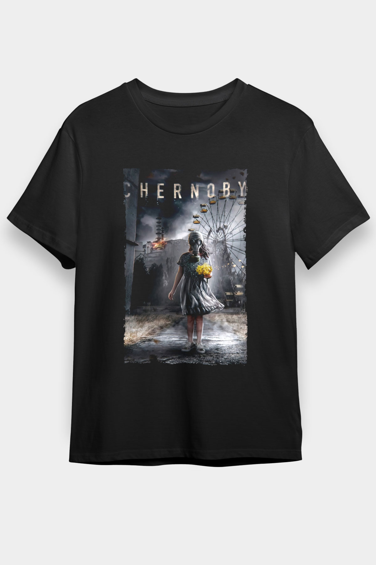 Chernobyl Baskılı Siyah T-shirt