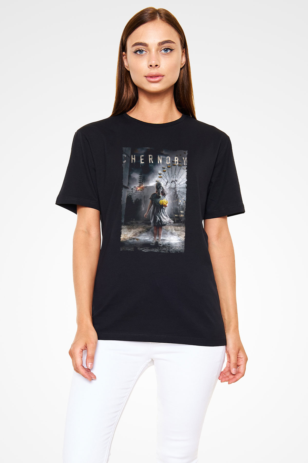 Chernobyl Baskılı Siyah T-shirt