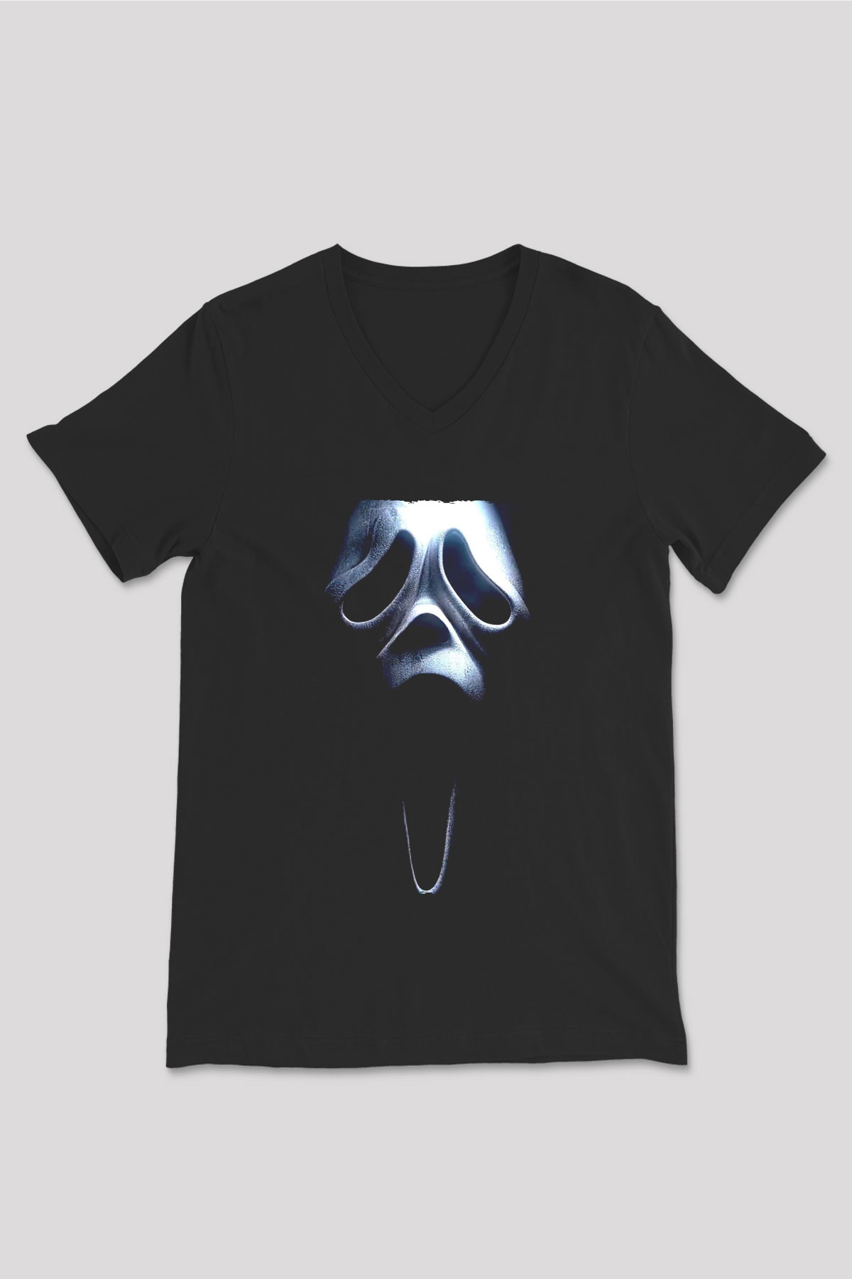 Unisex Çığlık 3 (Scream 3) Baskılı Siyah V Yaka T-shirt