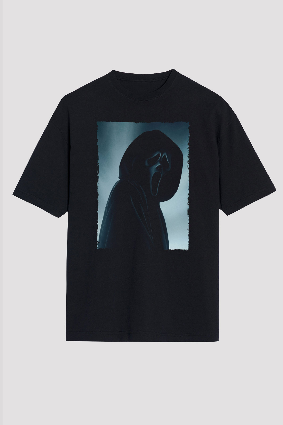 Unisex Çığlık (Scream) Baskılı Siyah Oversize Tshirt