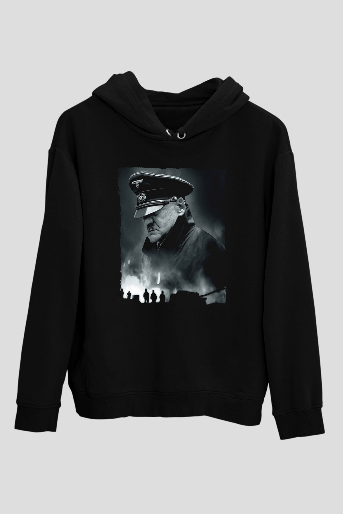 Unisex Çöküş (Downfall) Baskılı Siyah Kapüşonlu Sweatshirt