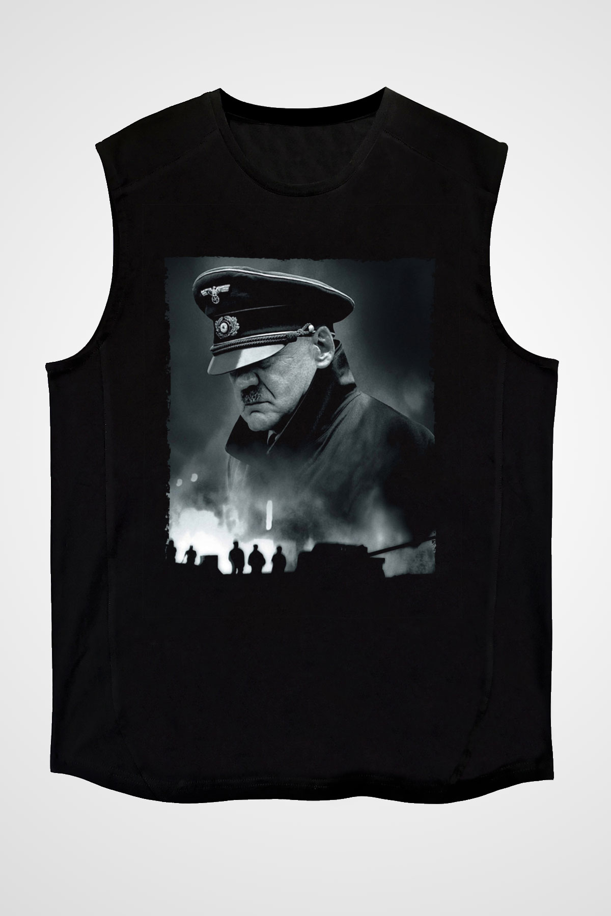 Unisex Çöküş (Downfall) Baskılı Siyah Kolsuz T-shirt