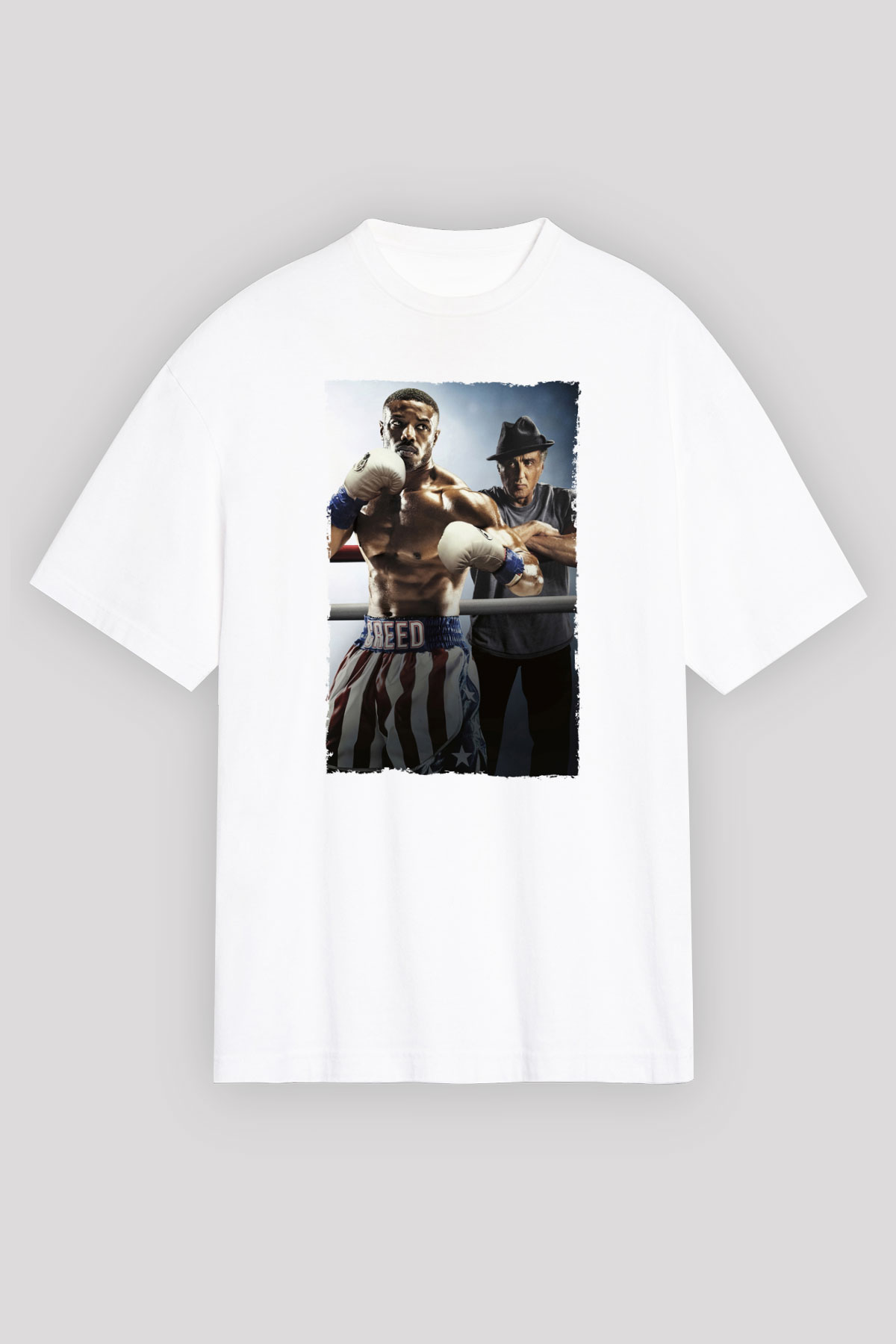 Unisex Creed II Baskılı Beyaz Oversize Tişört