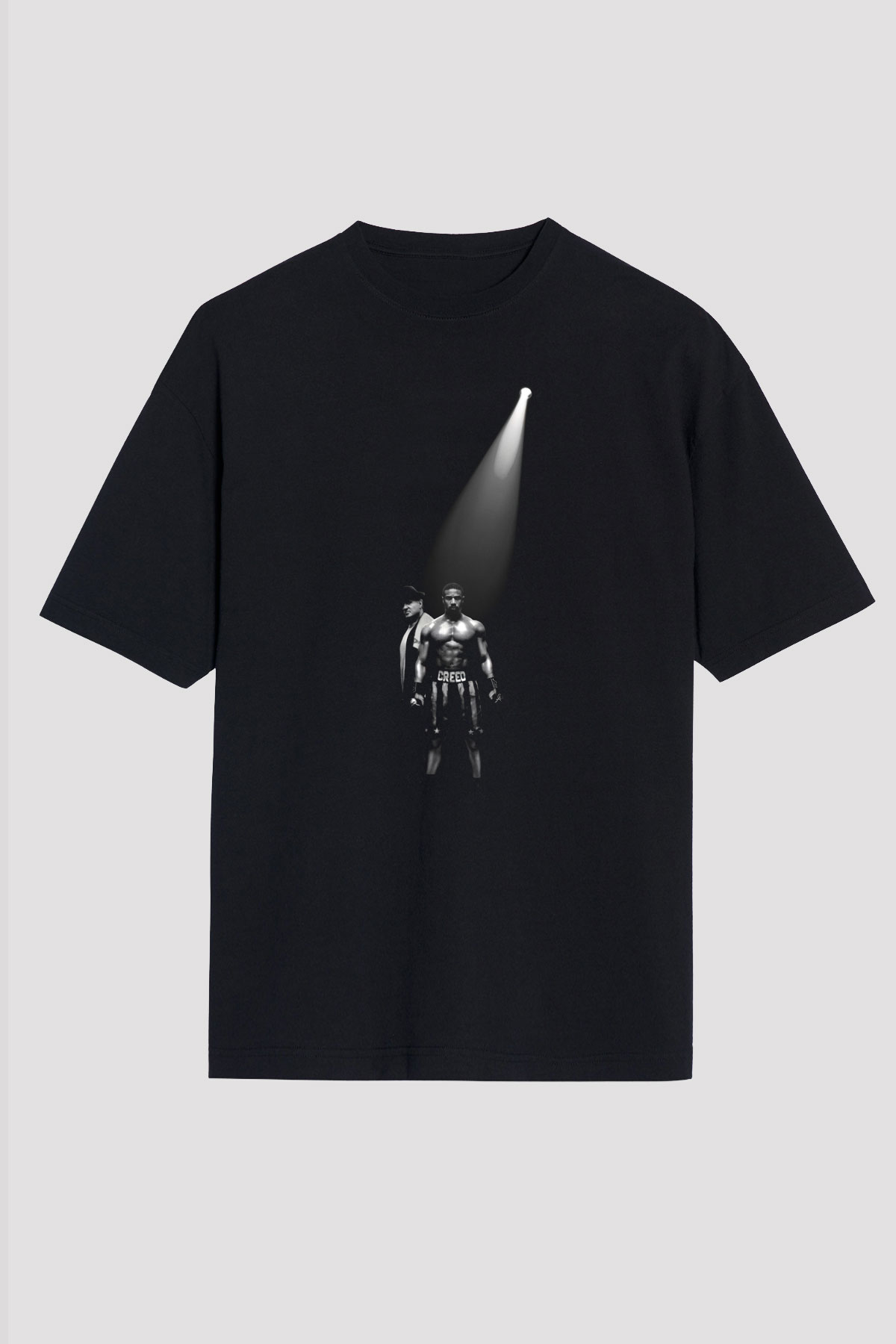 Unisex Creed II Efsane Yükseliyor Baskılı Siyah Oversize Tshirt