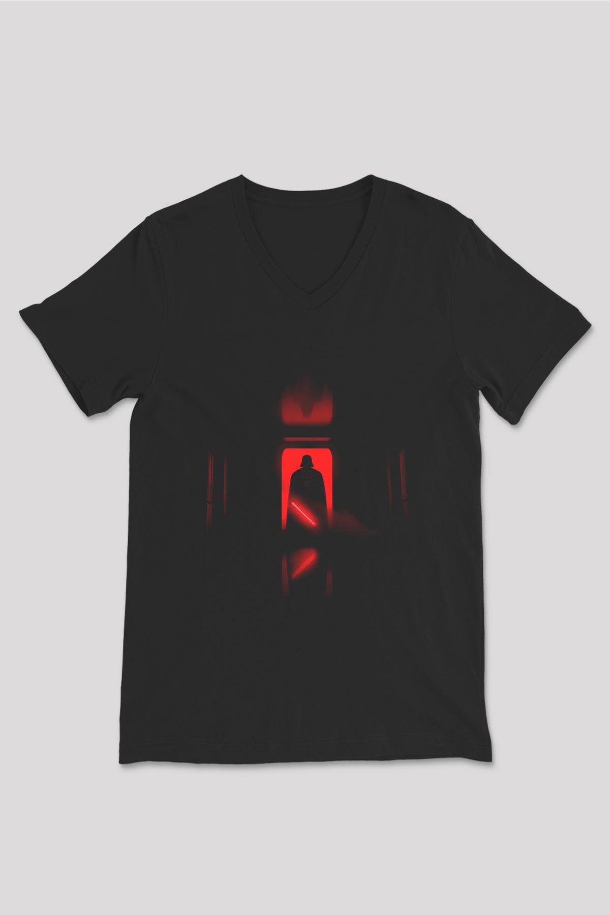 Unisex Darth Vader (Anakin Skywalker) Baskılı Siyah V Yaka T-shirt