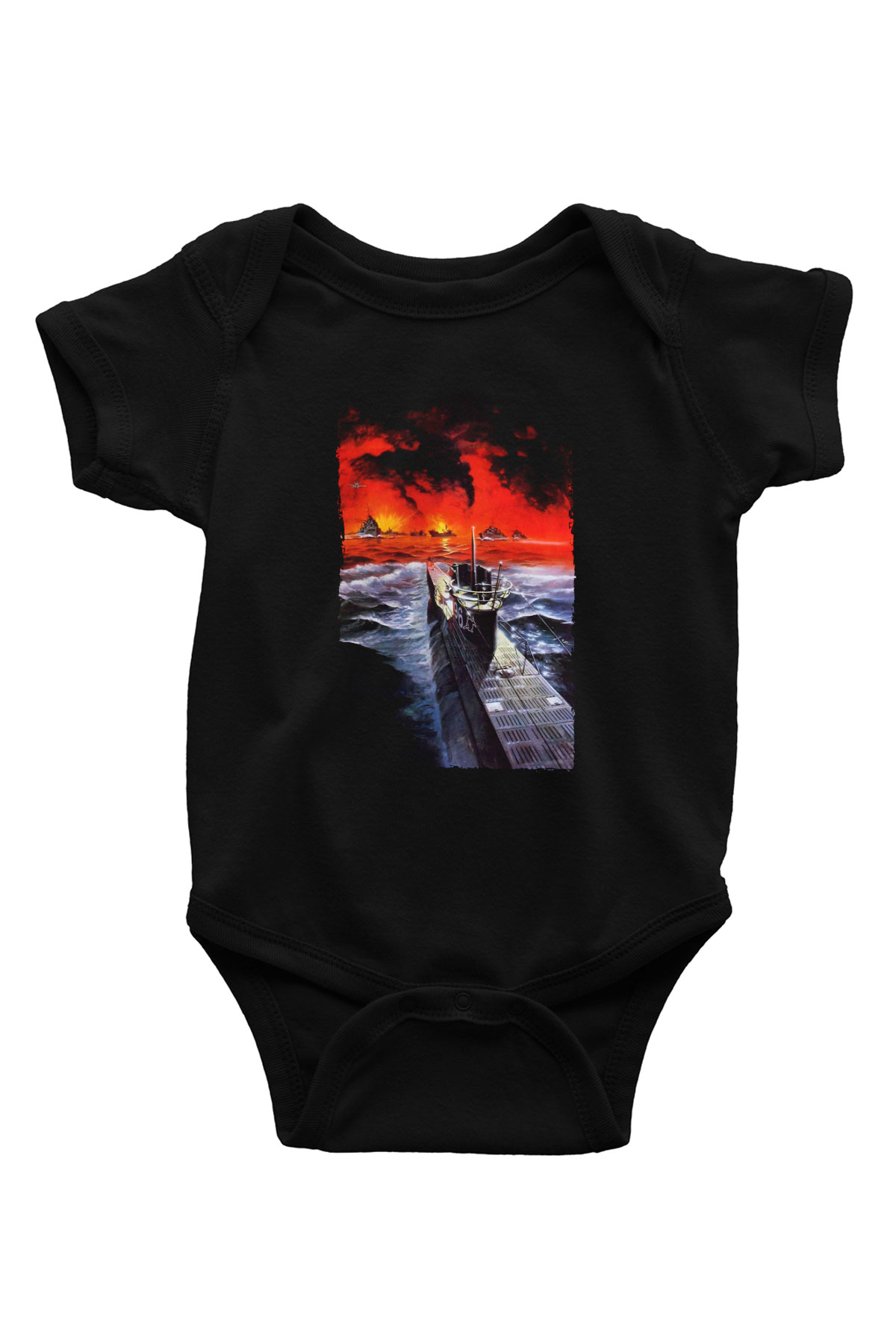 Unisex Das Boot Baskılı Siyah Bebek Body - Zıbın