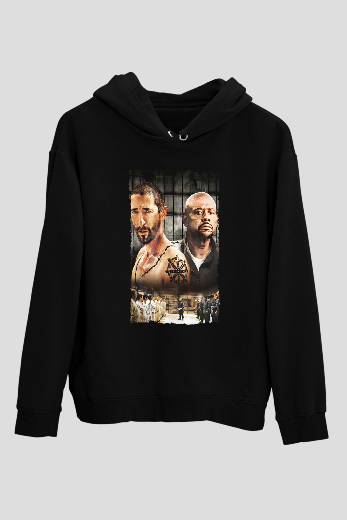 Unisex Deney (The Experiment) Baskılı Siyah Kapüşonlu Sweatshirt