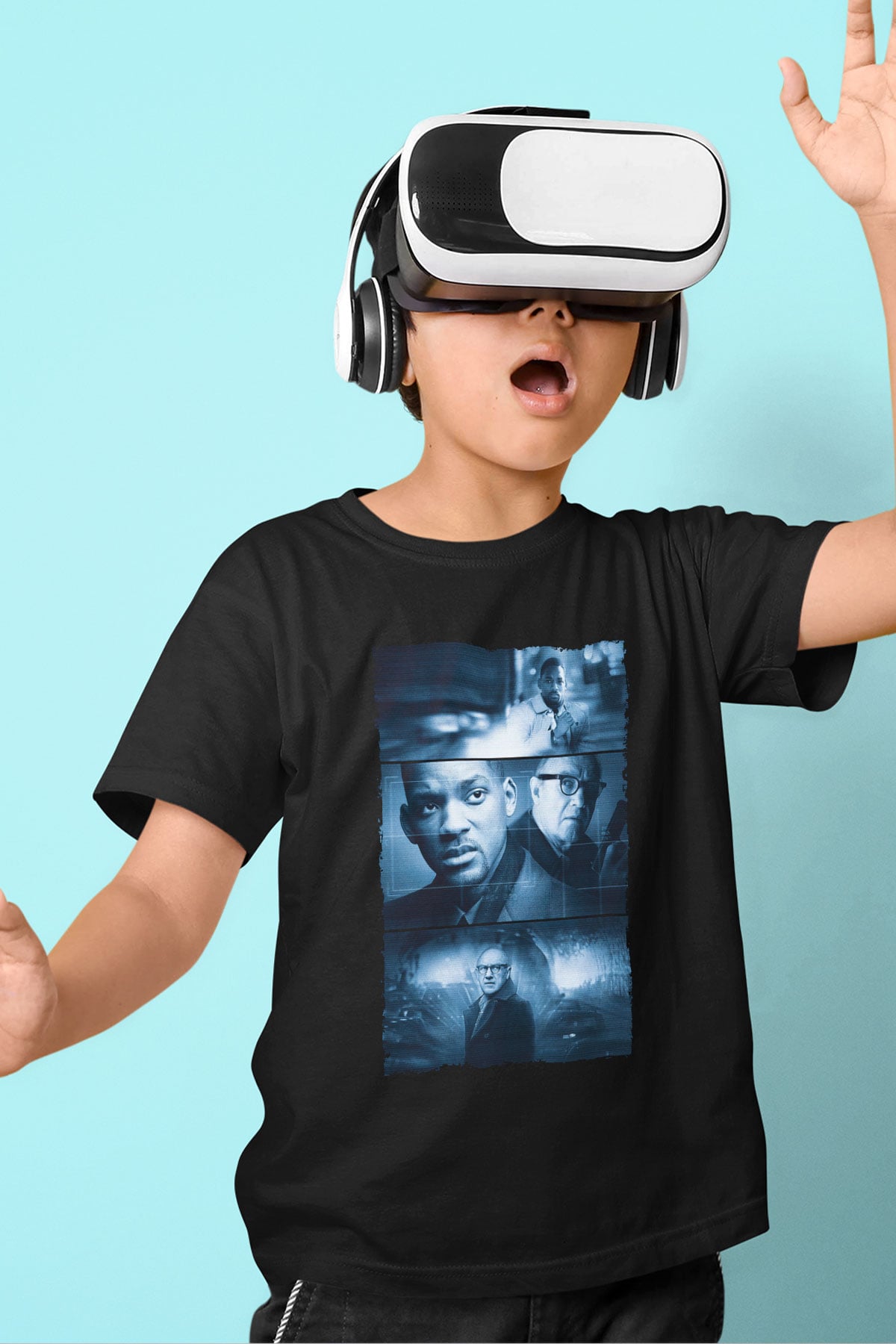 Unisex Devlet Düşmanı (Enemy of the State) Baskılı Siyah Çocuk Tshirt