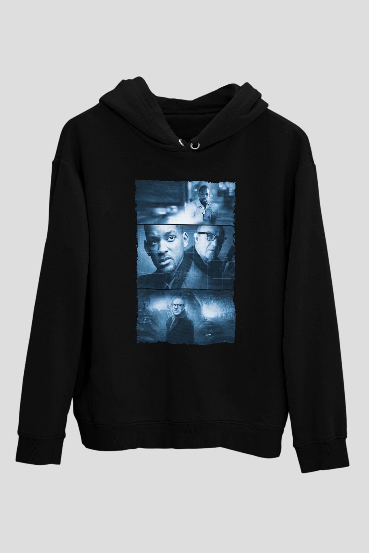 Unisex Devlet Düşmanı (Enemy of the State) Baskılı Siyah Kapüşonlu Sweatshirt
