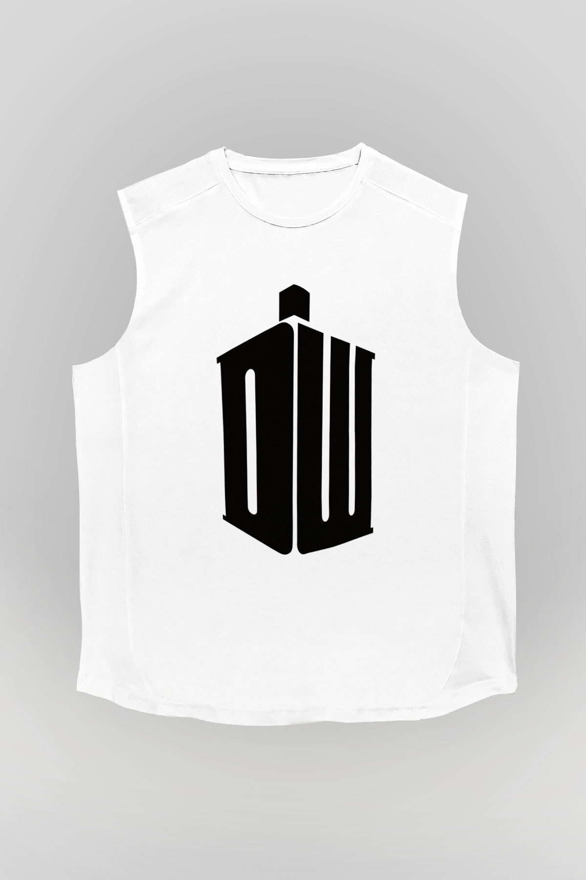 Unisex Doctor Who Baskılı Beyaz Kolsuz Tişört